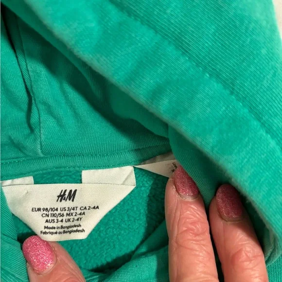 Keith Haring skater green hoodie by H&M 3T - Picture 2 of 2